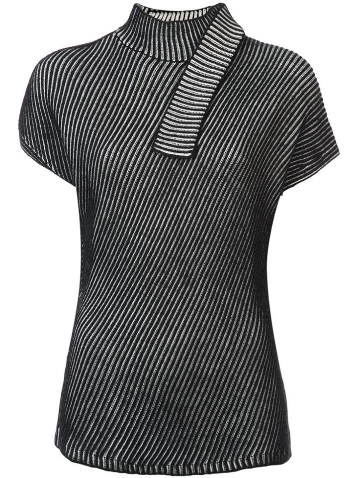 Narciso Rodriguez Striped Shortsleeved Jumper - Black