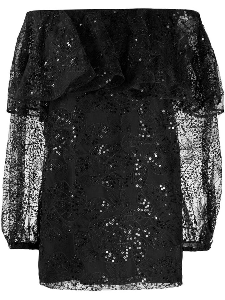Rotate Off-the-shoulder Lace Dress - Black