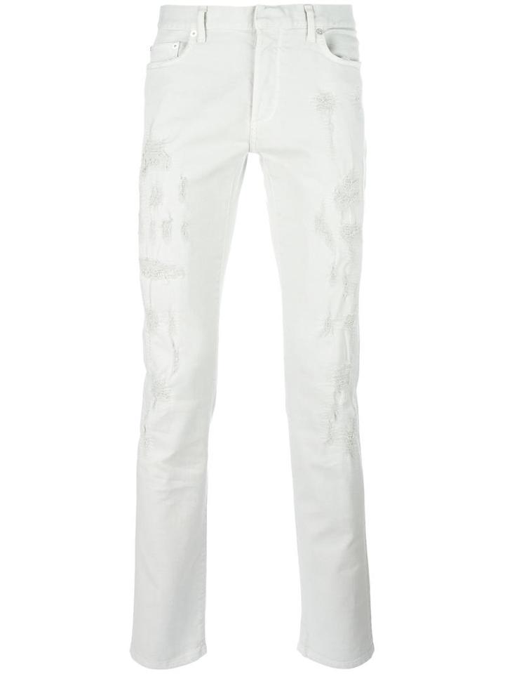 Dior Homme Ripped Tapered Jeans, Men's, Size: 29, Grey, Cotton/spandex/elastane