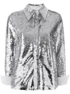 16arlington Sequin Contrast Cuffs Shirt - Metallic
