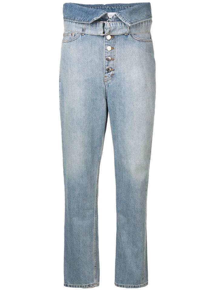 Iro Foldover Waist Boyfriend Jeans - Blue