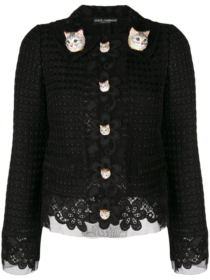 Dolce & Gabbana Cat Buttoned Jacket - Black