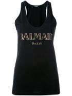 Balmain Logo Tank Top, Women's, Size: 36, Black, Cotton