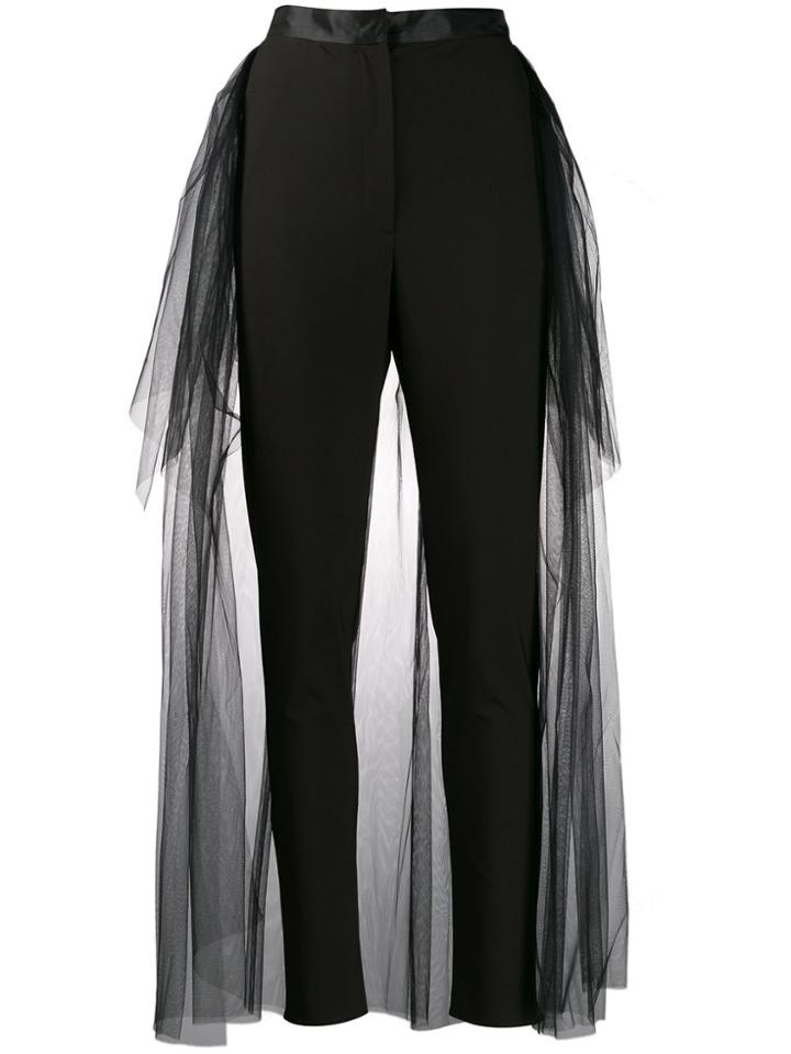 Loulou Tulle Overlay Trousers - Black