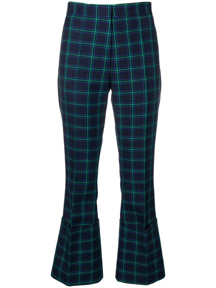 Rokh Checked Tailored Turn-up Trousers - Blue