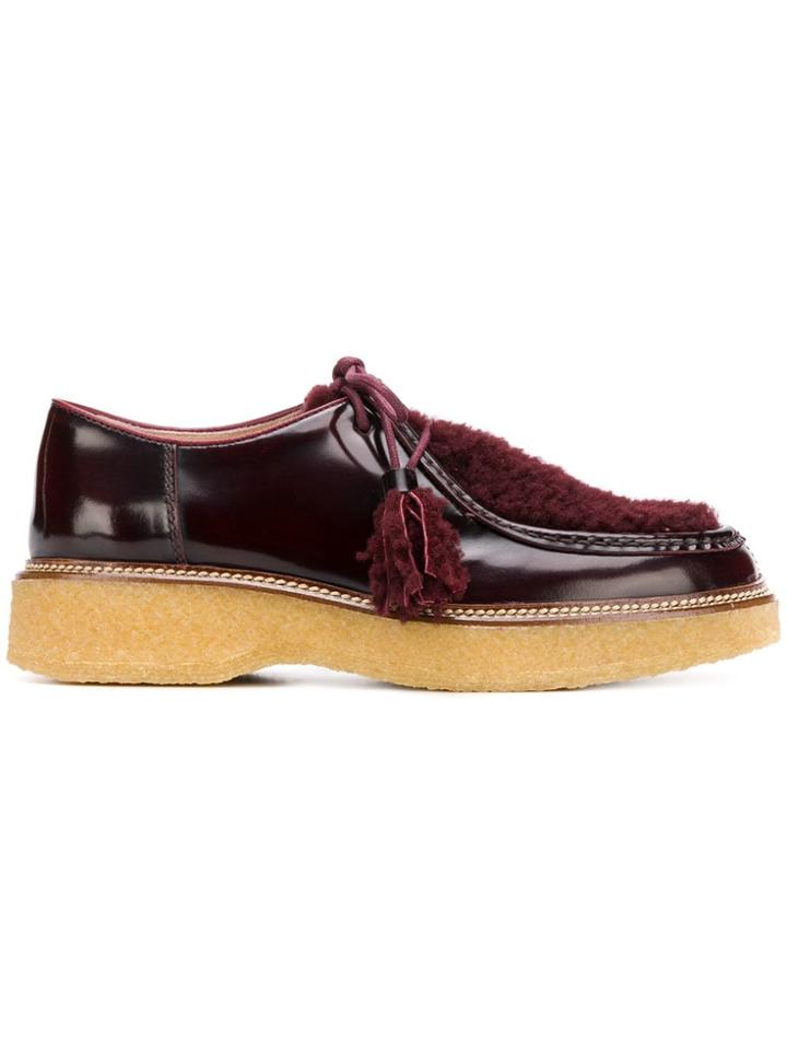 Tod's Fur-trim Lace-up Shoes - Purple