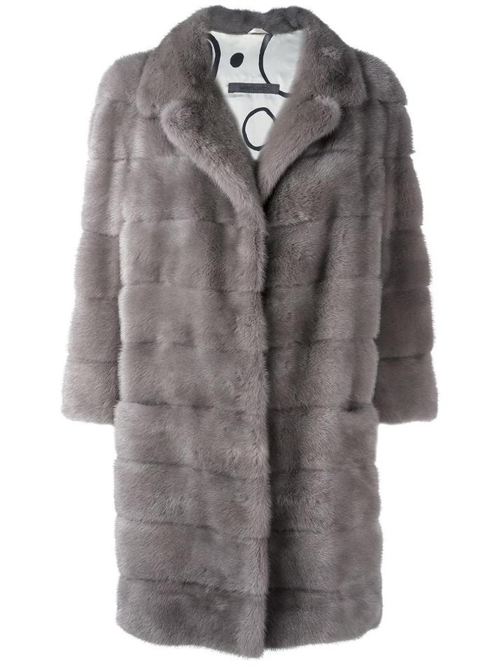 Simonetta Ravizza 'barc' Fur Coat, Women's, Size: 40, Grey, Mink Fur/silk