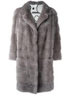Simonetta Ravizza 'barc' Fur Coat, Women's, Size: 40, Grey, Mink Fur/silk