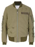 R13 Distressed Bomber Jacket - Green