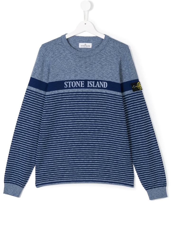 Stone Island Junior Logo Print Sweatshirt - Blue