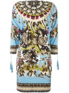 Roberto Cavalli 'day Dream' Batwing Sleeve Dress, Women's, Size: 44, Blue, Viscose