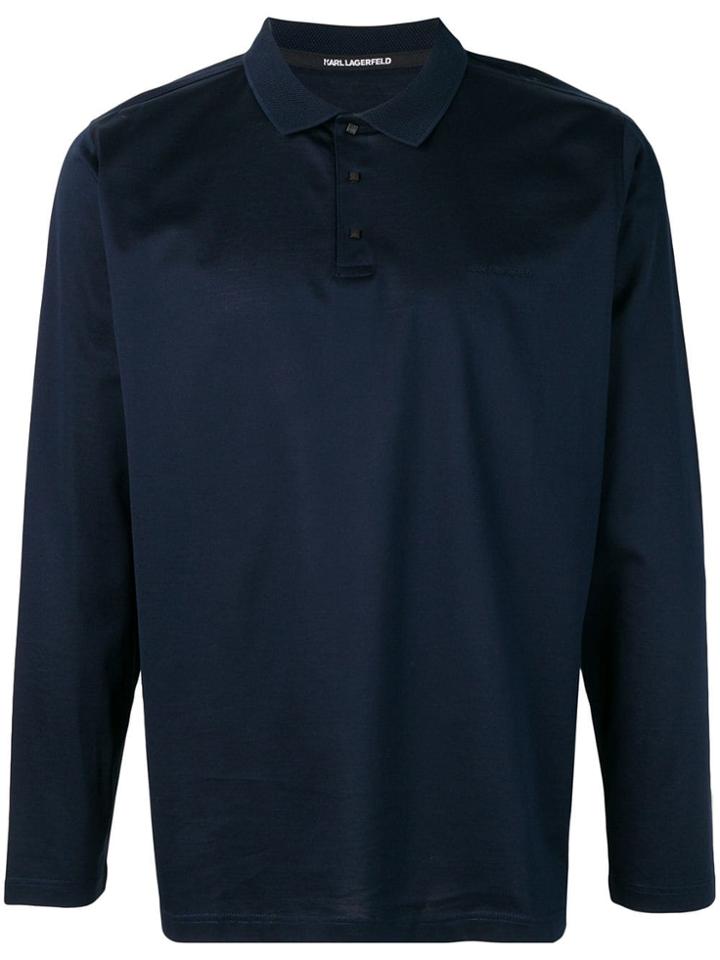 Karl Lagerfeld Long Sleeve Polo Shirt - Blue