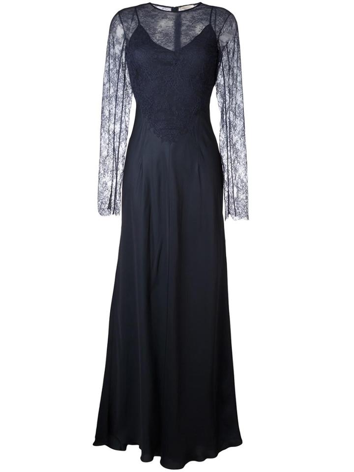 Nina Ricci Lace Detail Overlay Dress - Blue