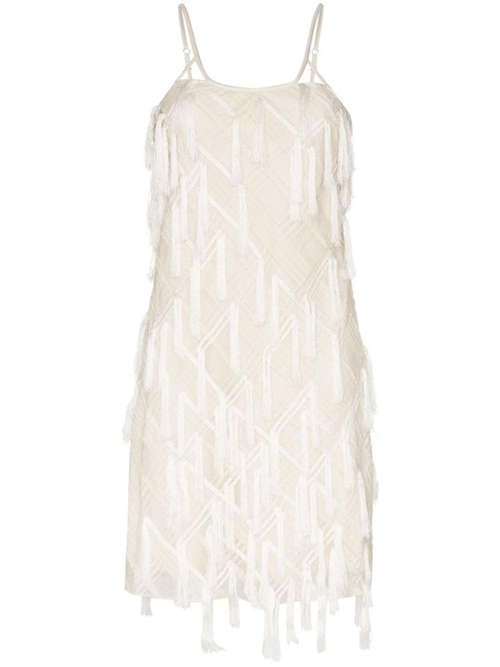 Xu Zhi Feather Appliqué Slip Dress - White