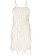 Xu Zhi Feather Appliqué Slip Dress - White