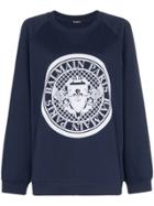 Balmain Logo Coin Cotton Sweatshirt - Blue