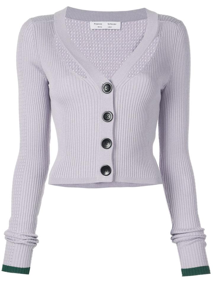 Proenza Schouler White Label Fine Gauge Rib Cropped Knit Cardigan -