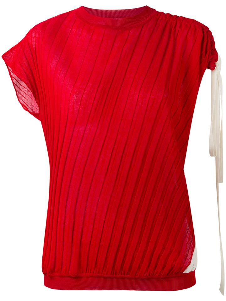 Marni - Plisse Pleat Knitted Top - Women - Silk/cotton - 38, Red, Silk/cotton