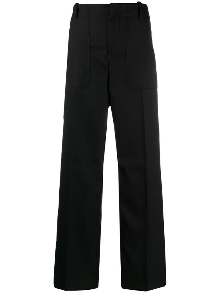 Plan C Wide-leg Tailored Trousers - Black
