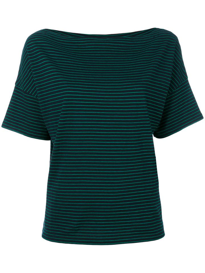 Vince Square Neck Striped T-shirt - Blue