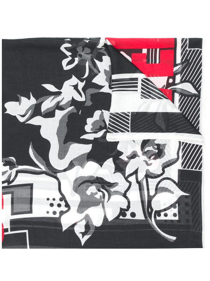 Givenchy Floral Colour-block Scarf - Black