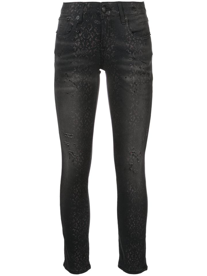 R13 Snakeskin Effect Skinny Jeans - Black