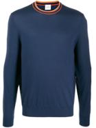 Paul Smith Multicoloured Neck Jumper - Blue