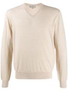 Canali V-neck Cashmere Jumper - Neutrals