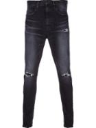 Monkey Time Distressed Skinny Jeans, Men's, Size: Medium, Black, Cotton/calf Leather