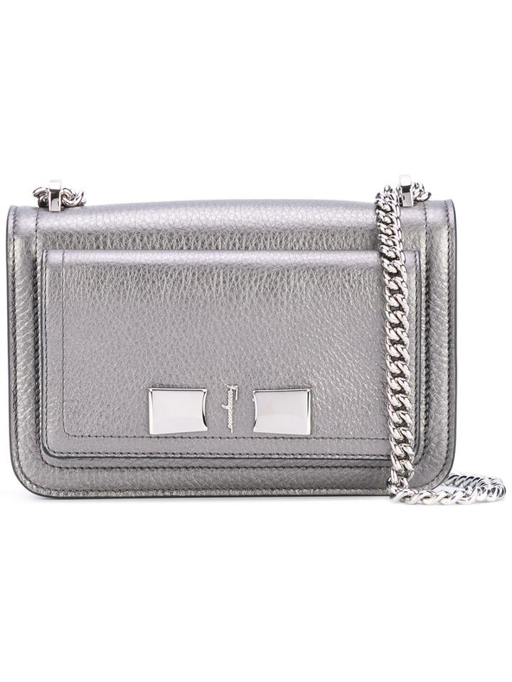 Salvatore Ferragamo - Vara Essential Flap Bag - Women - Leather - One Size, Grey, Leather