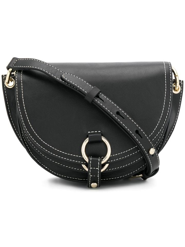 Tila March Contrast Stitch Shoulder Bag - Black