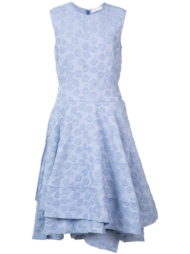 Co - Embroidered Flared Dress - Women - Cotton/polyester/polyacrylic/polyimide - Xs, Women's, Blue, Cotton/polyester/polyacrylic/polyimide