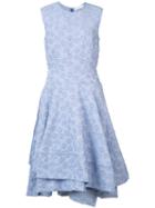 Co - Embroidered Flared Dress - Women - Cotton/polyester/polyacrylic/polyimide - Xs, Women's, Blue, Cotton/polyester/polyacrylic/polyimide