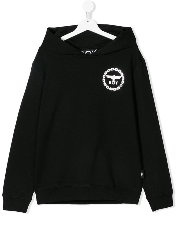 Boy London Kids Teen Eagle Logo Print Hoodie - Black
