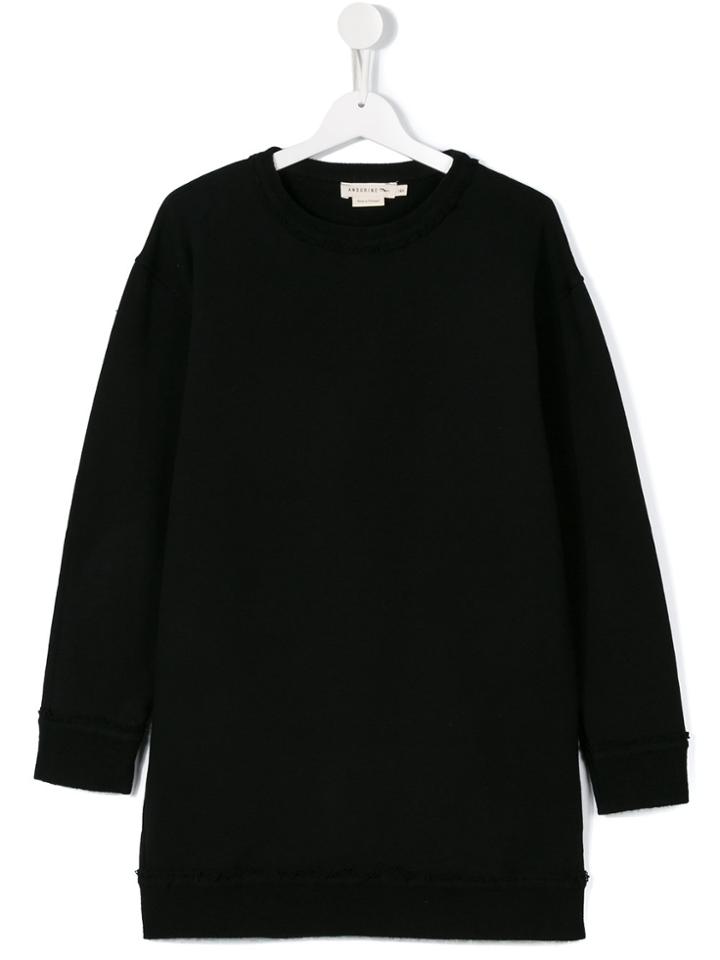 Andorine Teen Frayed Sweatshirt Dress - Black
