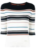 Loveless Striped Slim-fit Sweater - White