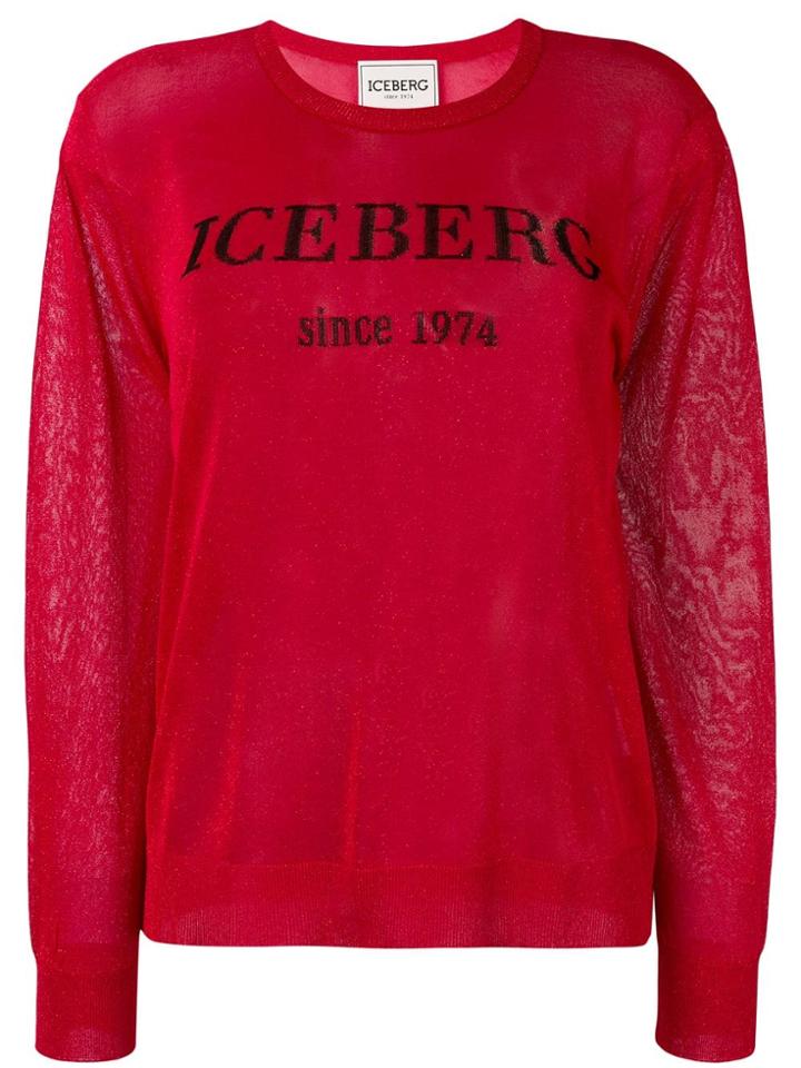 Iceberg Glitter Logo Sweater - Red