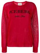 Iceberg Glitter Logo Sweater - Red