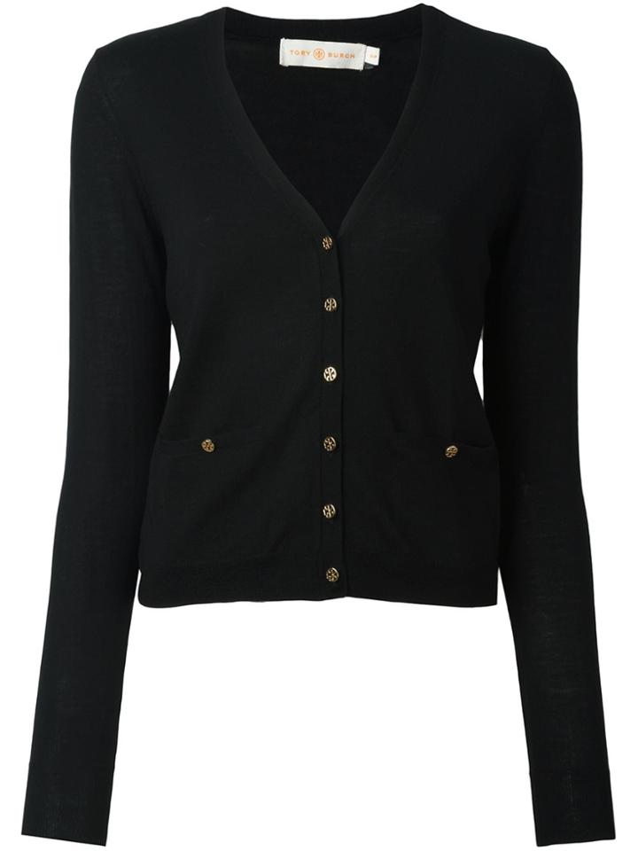 Tory Burch Logo Button Cardigan - Black