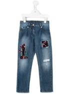 Ermanno Scervino Junior Patch Embroidered Jeans, Girl's, Size: 8 Yrs, Blue