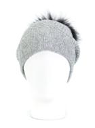 Woolrich Pompom Beanie, Women's, Size: Small, Grey, Polyamide/viscose/mohair/racoon Fur