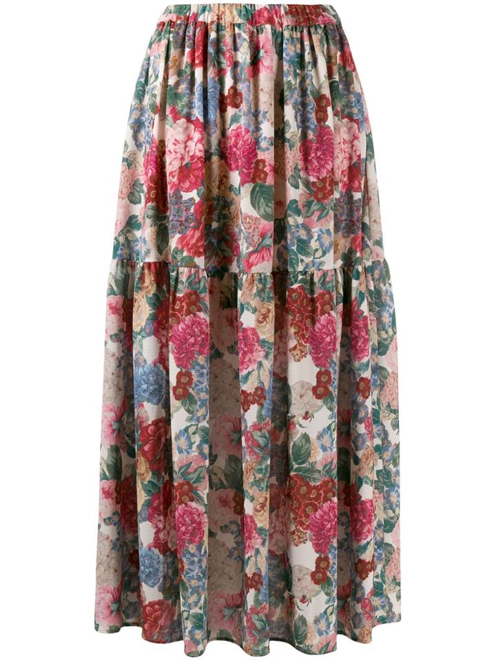 Guardaroba Floral Print Maxi Skirt - Pink