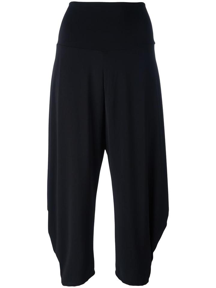 Issey Miyake Elasticated Waistband Cropped Trousers, Women's, Size: 2, Black, Triacetate/polyester/polyurethane