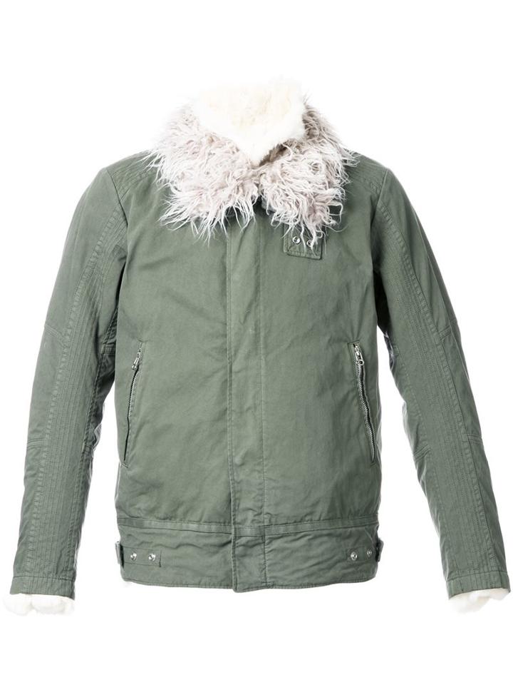 08sircus Textured Collar Bomber Jacket, Men's, Size: 5, Green, Cotton