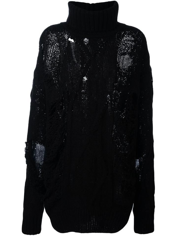 Faith Connexion Distressed Oversized Sweater, Women's, Size: Xs, Black, Acrylic/wool