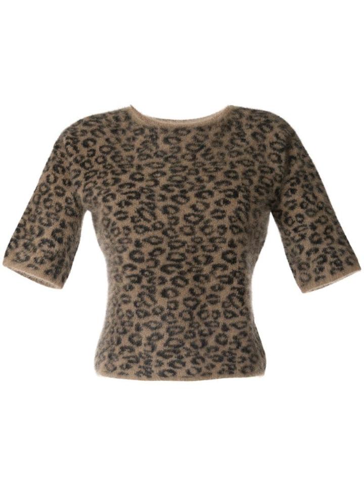 Des Prés Leopard Print Knitted Top - Brown