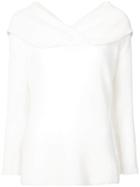 Adam Lippes Off Shoulder Brushed Sweater - White