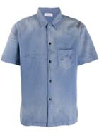 John Elliott Washed Short Sleeve Shirt - Blue