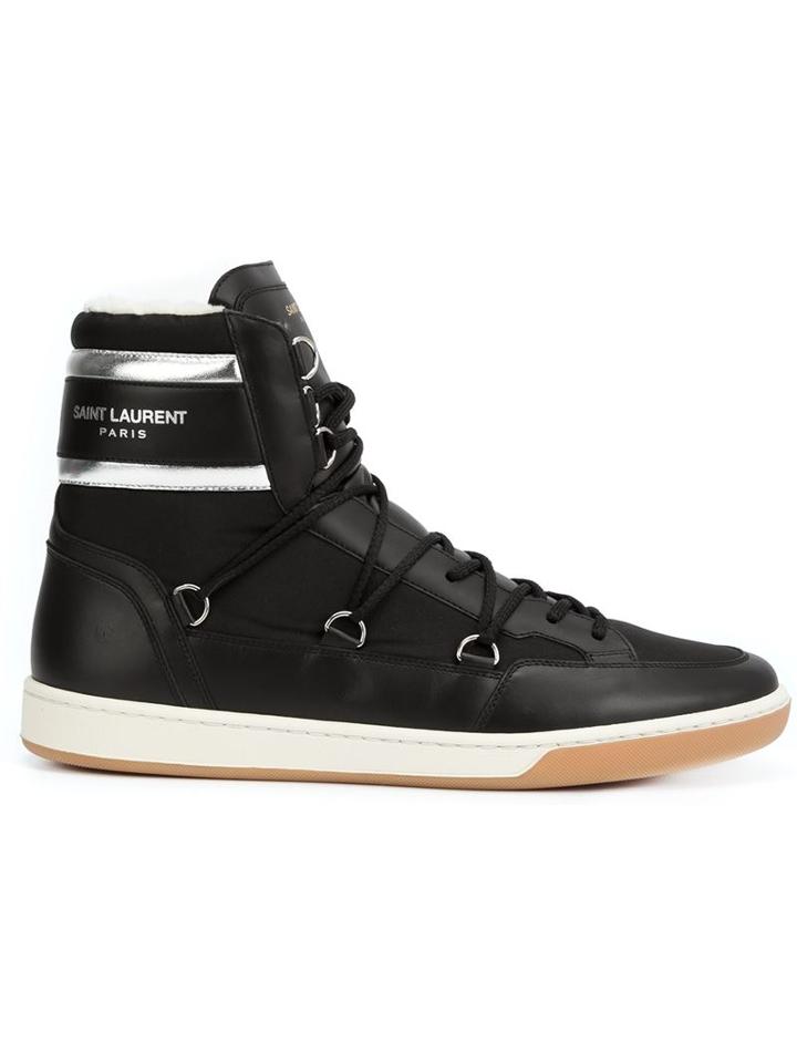Saint Laurent California Ski Hi-top Sneakers, Men's, Size: 41, Black, Leather/rubber