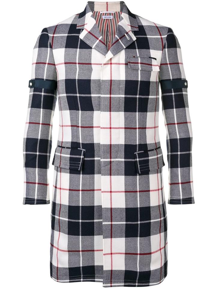 Thom Browne Buffalo Tartan Chesterfield Overcoat - Blue